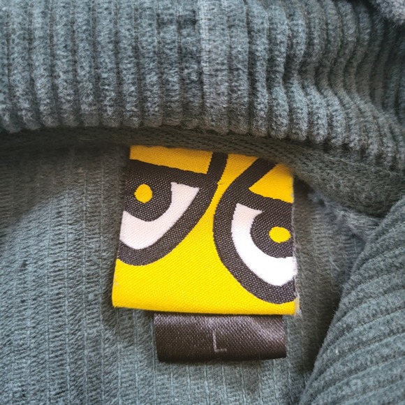 Crooked Skateboarding Corduroy Hoodie Green Embroidered Logo Pullover Size L - Picture 8 of 11